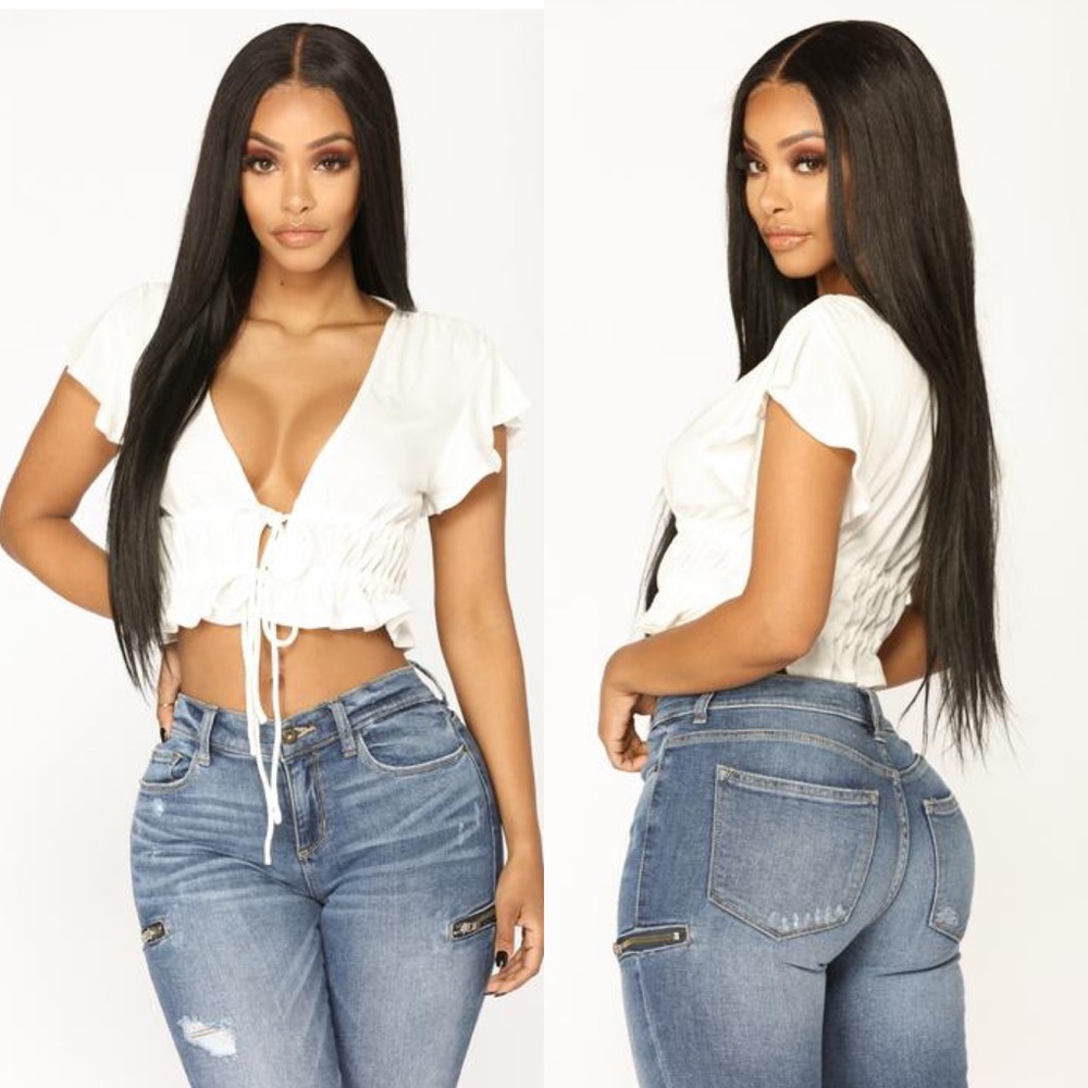 Fashion Nova | BLACK | Poker Face Front Tie Top